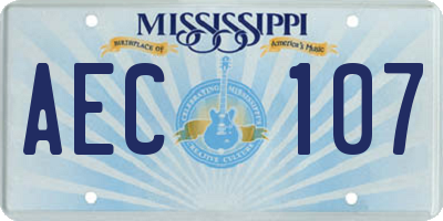MS license plate AEC107