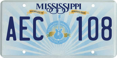 MS license plate AEC108