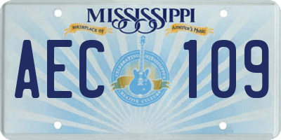 MS license plate AEC109