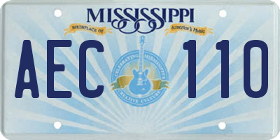 MS license plate AEC110