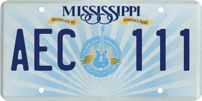 MS license plate AEC111