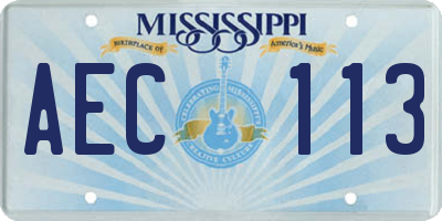 MS license plate AEC113