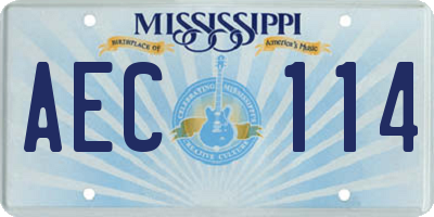 MS license plate AEC114