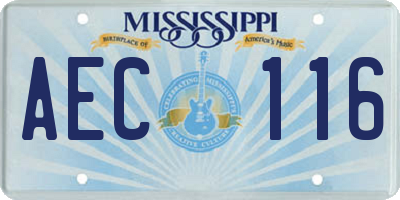 MS license plate AEC116