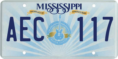 MS license plate AEC117
