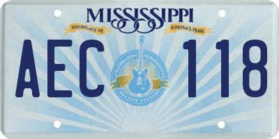 MS license plate AEC118