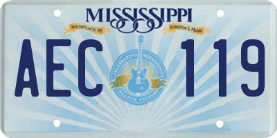 MS license plate AEC119