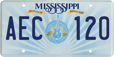 MS license plate AEC120