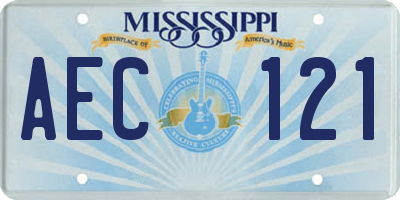 MS license plate AEC121