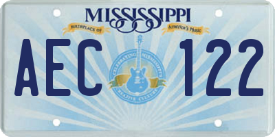MS license plate AEC122
