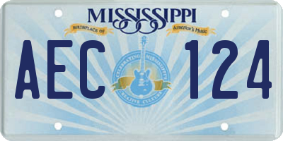 MS license plate AEC124