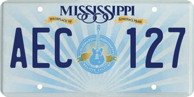 MS license plate AEC127