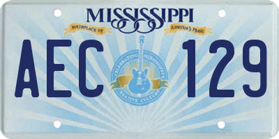 MS license plate AEC129