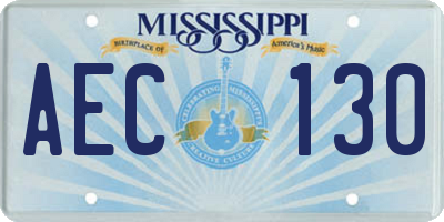 MS license plate AEC130