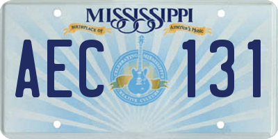 MS license plate AEC131