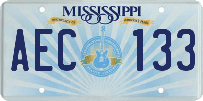 MS license plate AEC133