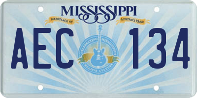 MS license plate AEC134