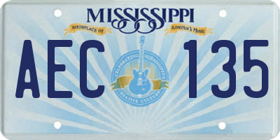 MS license plate AEC135