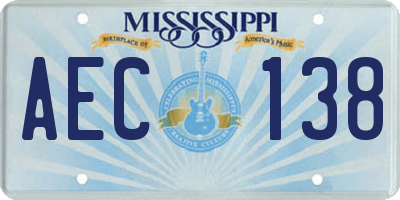 MS license plate AEC138