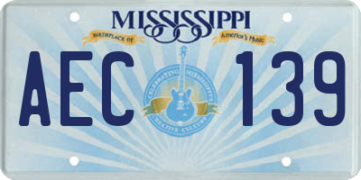MS license plate AEC139