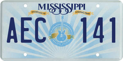 MS license plate AEC141