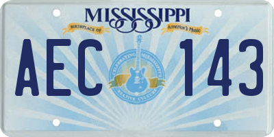 MS license plate AEC143