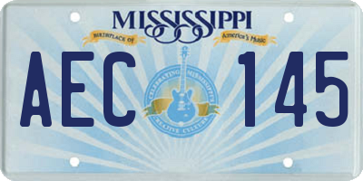 MS license plate AEC145