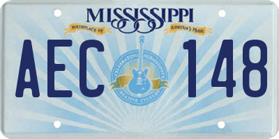 MS license plate AEC148