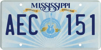 MS license plate AEC151