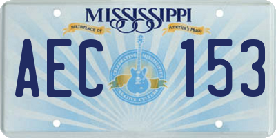 MS license plate AEC153