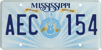 MS license plate AEC154