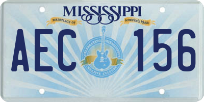 MS license plate AEC156