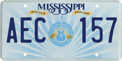 MS license plate AEC157
