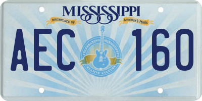 MS license plate AEC160