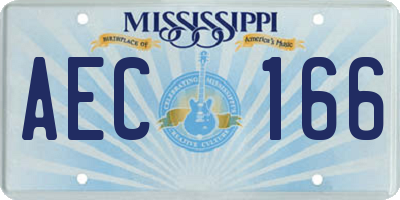 MS license plate AEC166