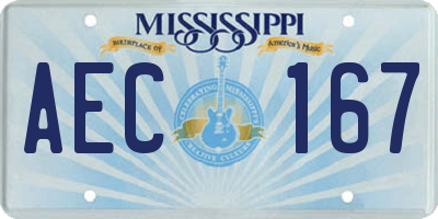 MS license plate AEC167