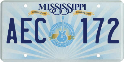 MS license plate AEC172