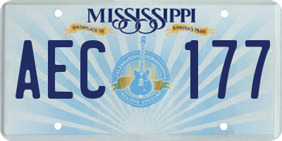 MS license plate AEC177