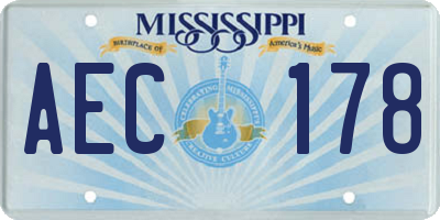 MS license plate AEC178