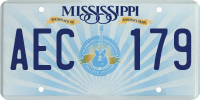 MS license plate AEC179
