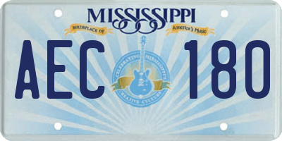 MS license plate AEC180