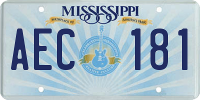 MS license plate AEC181