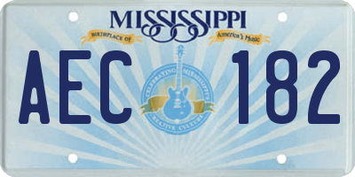 MS license plate AEC182