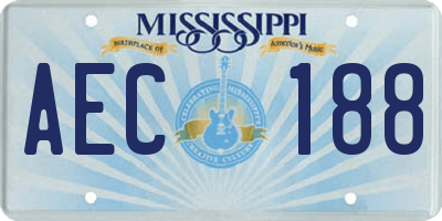 MS license plate AEC188