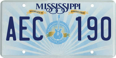 MS license plate AEC190