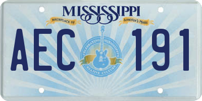 MS license plate AEC191