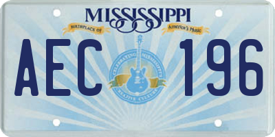 MS license plate AEC196