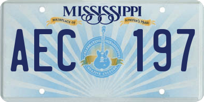 MS license plate AEC197