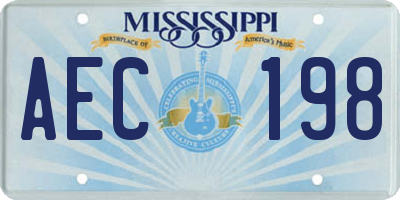 MS license plate AEC198