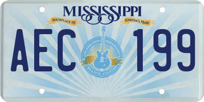 MS license plate AEC199
